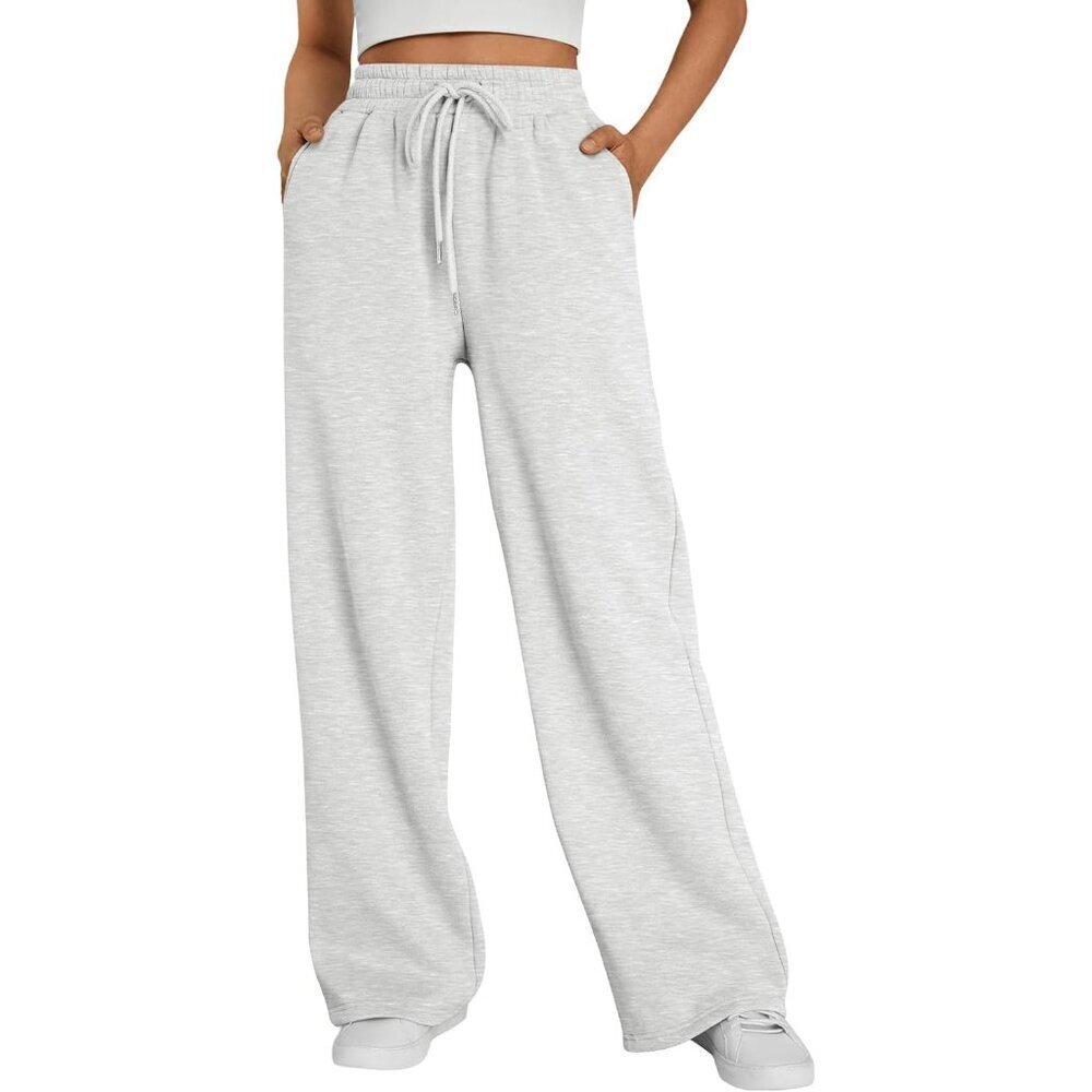 Womens Wide Leg Fleece Lined Sweatpants Winter Baggy Lounge Travel Pants Fashion
